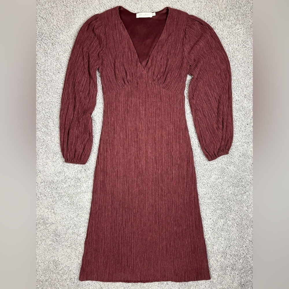 All in Favor Dress Womens Extra Small Midi Empire Waist Pliss Modest Classic